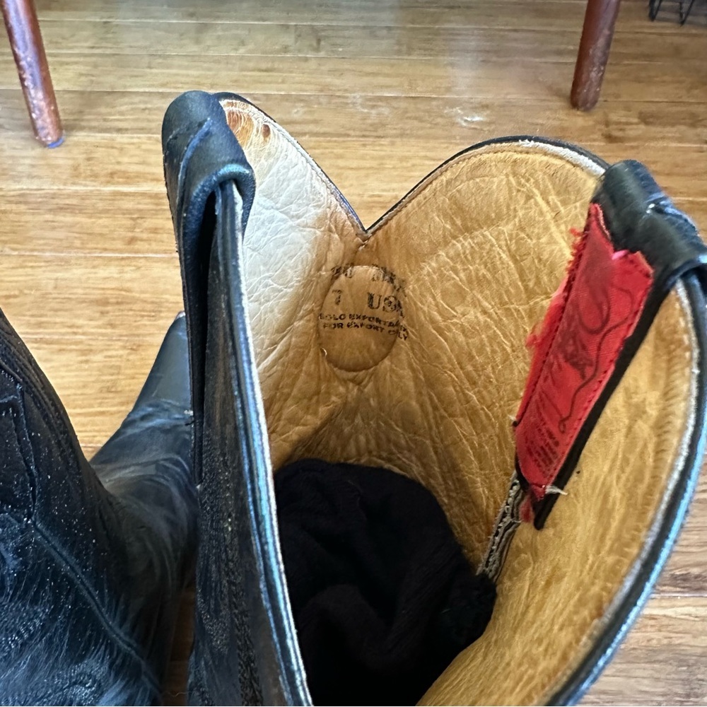 DONALDO Western Black Leather Cowboy Boots - Picture 6 of 8